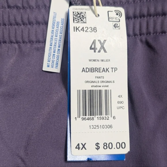 Adidas | 2 Pair Women's Snap Away Track Pants | 1 Blue 1 Purple | Plus Size 4X - Picture 13 of 14